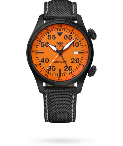 Glycine GL0436　GMT ミリタリー エアパイロット　オレンジ文字盤 Glycine GL0436 GMT ミリタリー エアパイロット オレンジ文字盤